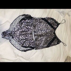 Vs cheetah satin tank short set